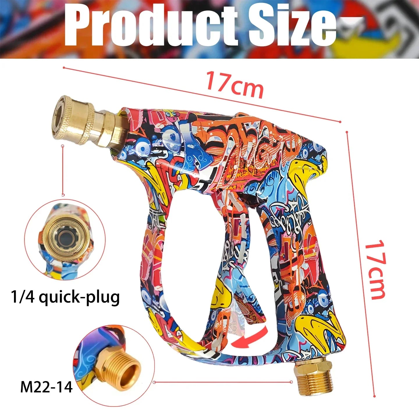 Graffiti Design 4350PSI High Pressure Water Gun, 1L Foam Cannon 1/4" Quick Connect Battery-Free for Karcher K Series
