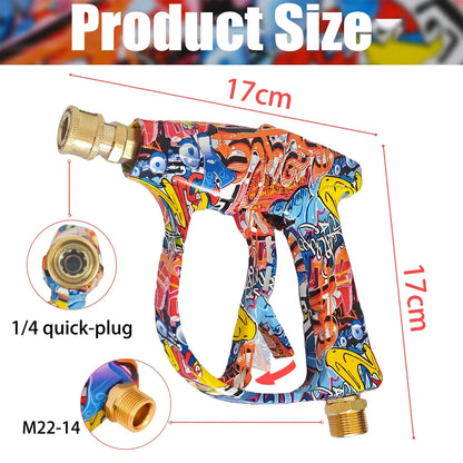 Graffiti Design 4350PSI High Pressure Water Gun, 1L Foam Cannon 1/4" Quick Connect Battery-Free for Karcher K Series