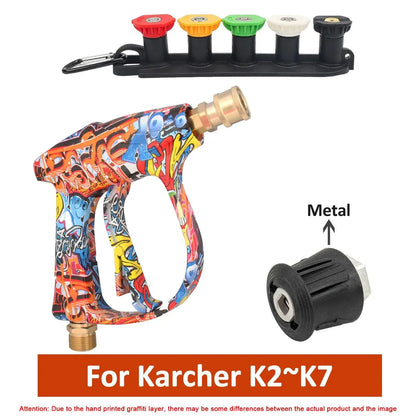 Graffiti Design 4350PSI High Pressure Water Gun, 1L Foam Cannon 1/4" Quick Connect Battery-Free for Karcher K Series